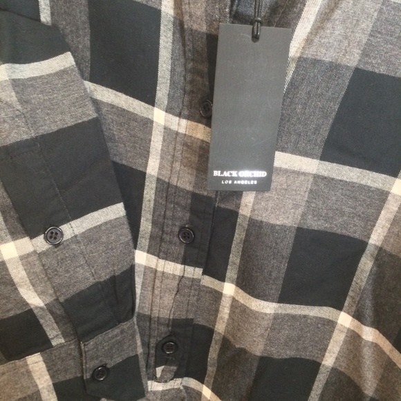 Black Orchid women's S button up flannel half collar long line tunic shirt top - Picture 5 of 5